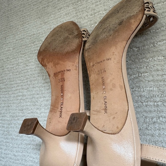 Manolo Blahnik Maurilla Tan Leather Ankle Strap Sandals - 8.5 - Picture 7 of 10